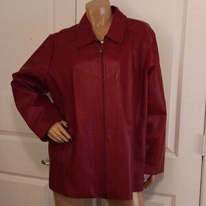 Tribeca Women's Red Genuine Leather Jacket,  Sz. 20W